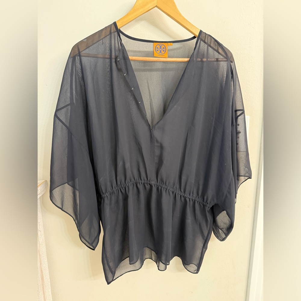 Tory Burch Sheer Black Top with Cami Size 6